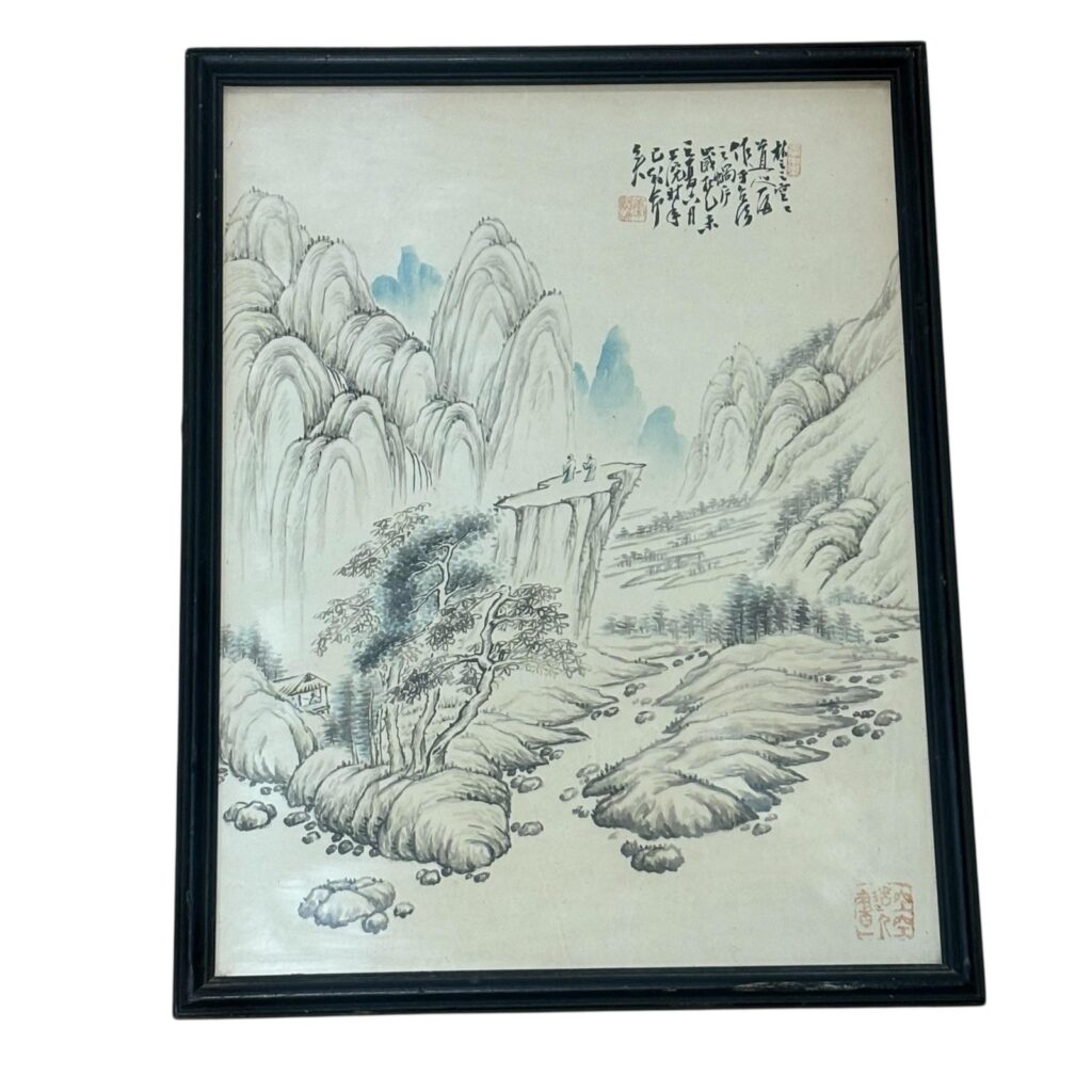 1985 Wu Ziyu Chinese Ink Wash Guilin Yangshuo Landscape Singed Sealed Original