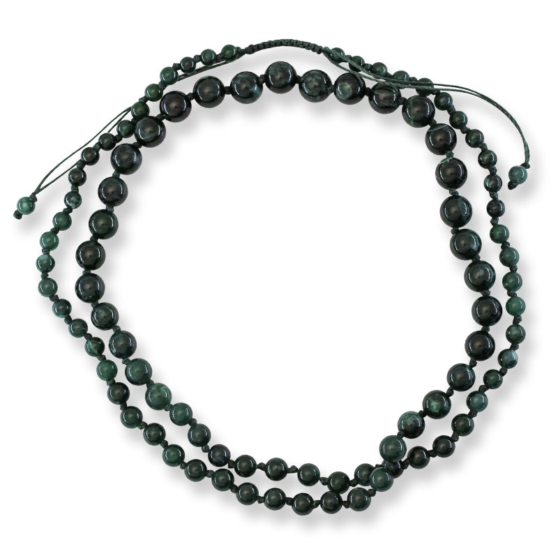 Blue Green Jadeite Jade Adjustable Bead Necklace | UPC #399389
